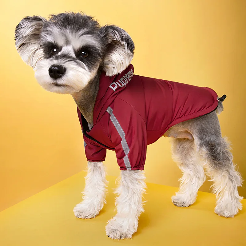 Pet Clothes Autumn Winter Pet Dog Reflective Waterproof Warm Coat Cotton Hooded Jacket FOR Small Medium Dog Clothes Non-stick