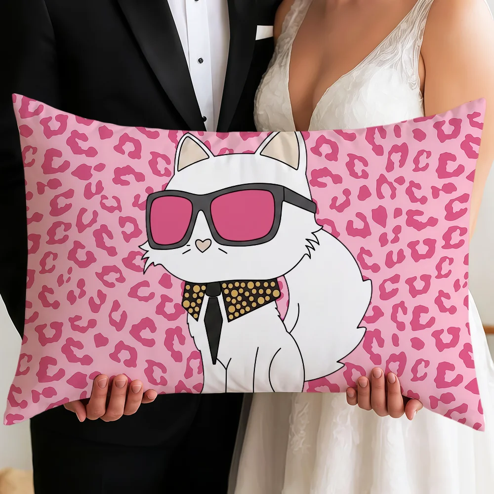Fotografia 7: Capa de Almofada Retangular Moderna e Macia com Estampa de Gato Fofo para Decoração de Sofá, Sala de Estar, Quarto e Cabeceira – Presente Ideal