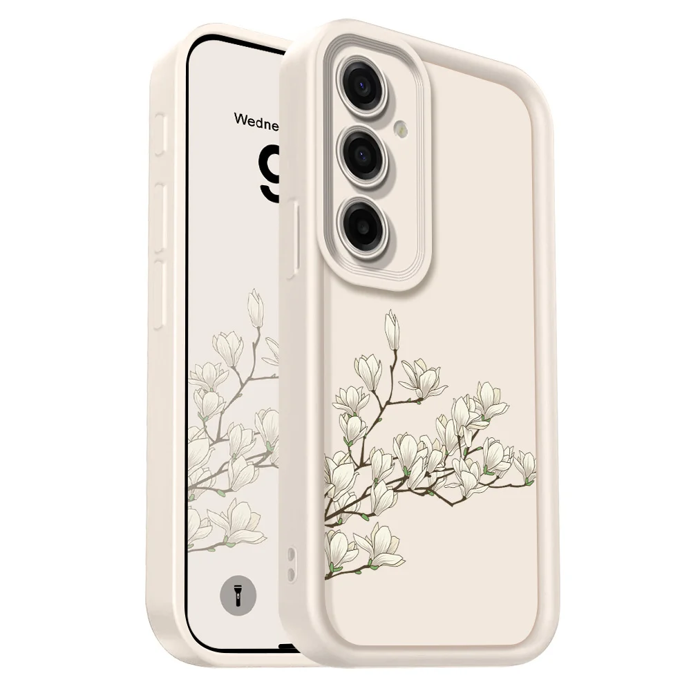 Capa de Telefone Orquídea Branca para Samsung Galaxy A37 A17 A07 A56 A36 A26 A16 A06 A55 A35 A25 A15 A05 A05S 4G 5G Capa Macia Estilo Escada