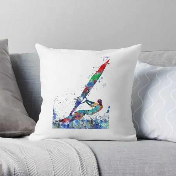 Windsurfer Windsurfing Man  Printing Throw Pillow Cover Throw Square Wedding Decor Cushion Bedroom Pillows not include One Side