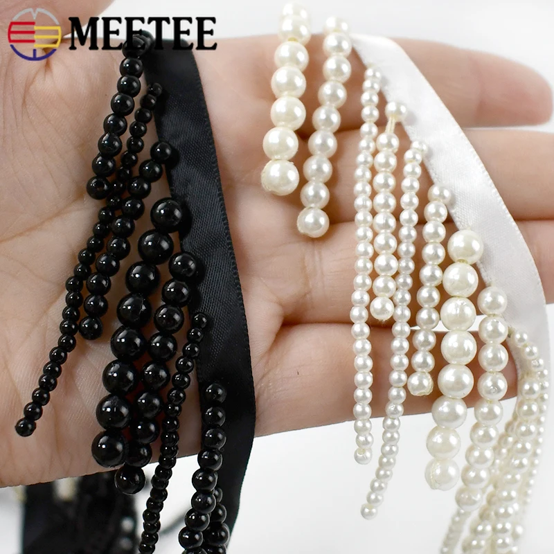 

1/2Yards 5.5-7cm Pearl Beaded Fringe Tassels Curtain Sofa Decorative Trimmings Latin Dress Lace Trim Fringes Sewing Accessories