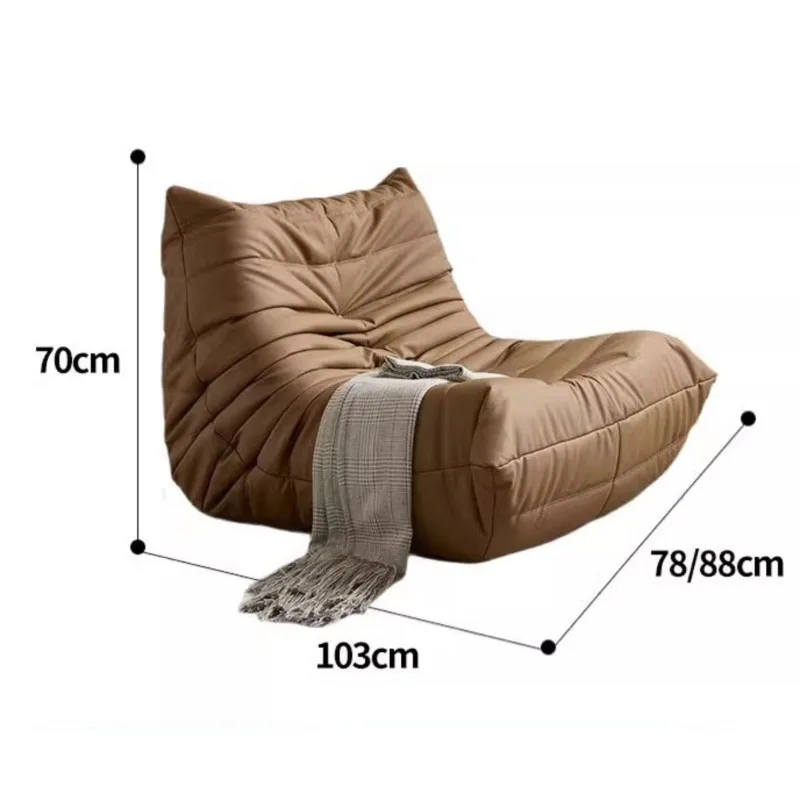 캐터필러 토고 싱글 리클라이너 레이지 소파 와비사비 스타일 거실 침실 발코니 휴식용 리클라이닝 수면용 78x103cm