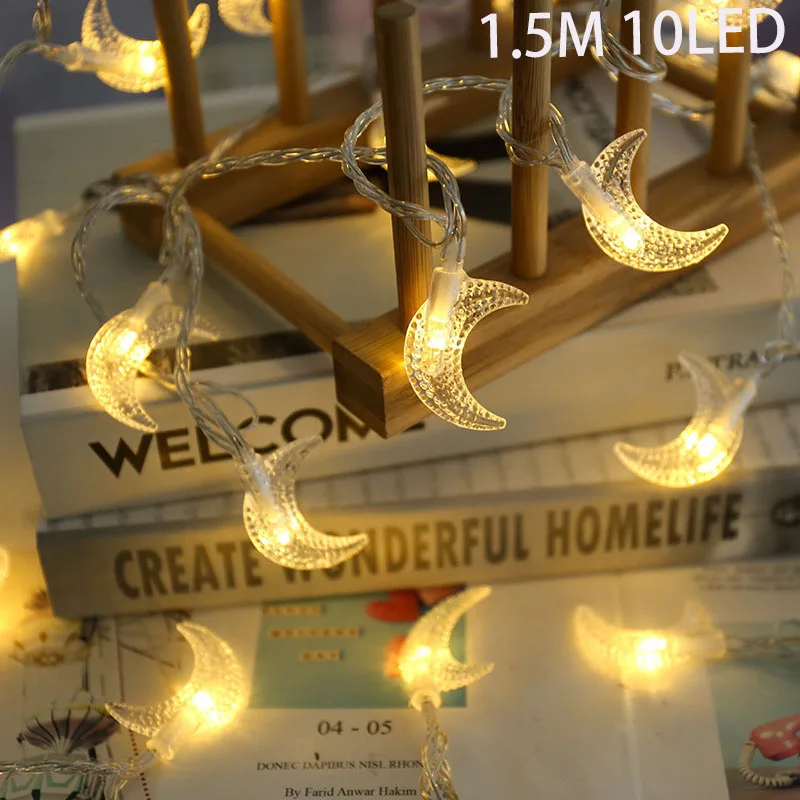 EID Mubarak Moon Star LED String Lights Battery Operated Ramadan Kareem Decoration for Home Islam Muslim Festival Party Supplies