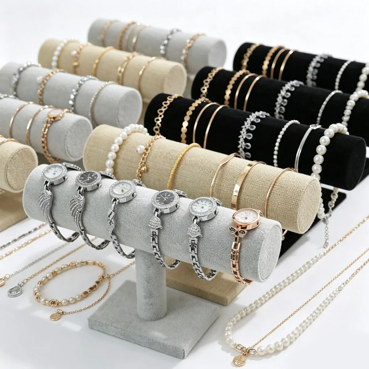 1PC Felt Jewelry Display Stand – Single Layer Bracelet & Watch Rack, Versatile Showcase for Necklaces, Rings, Packaging ZSY