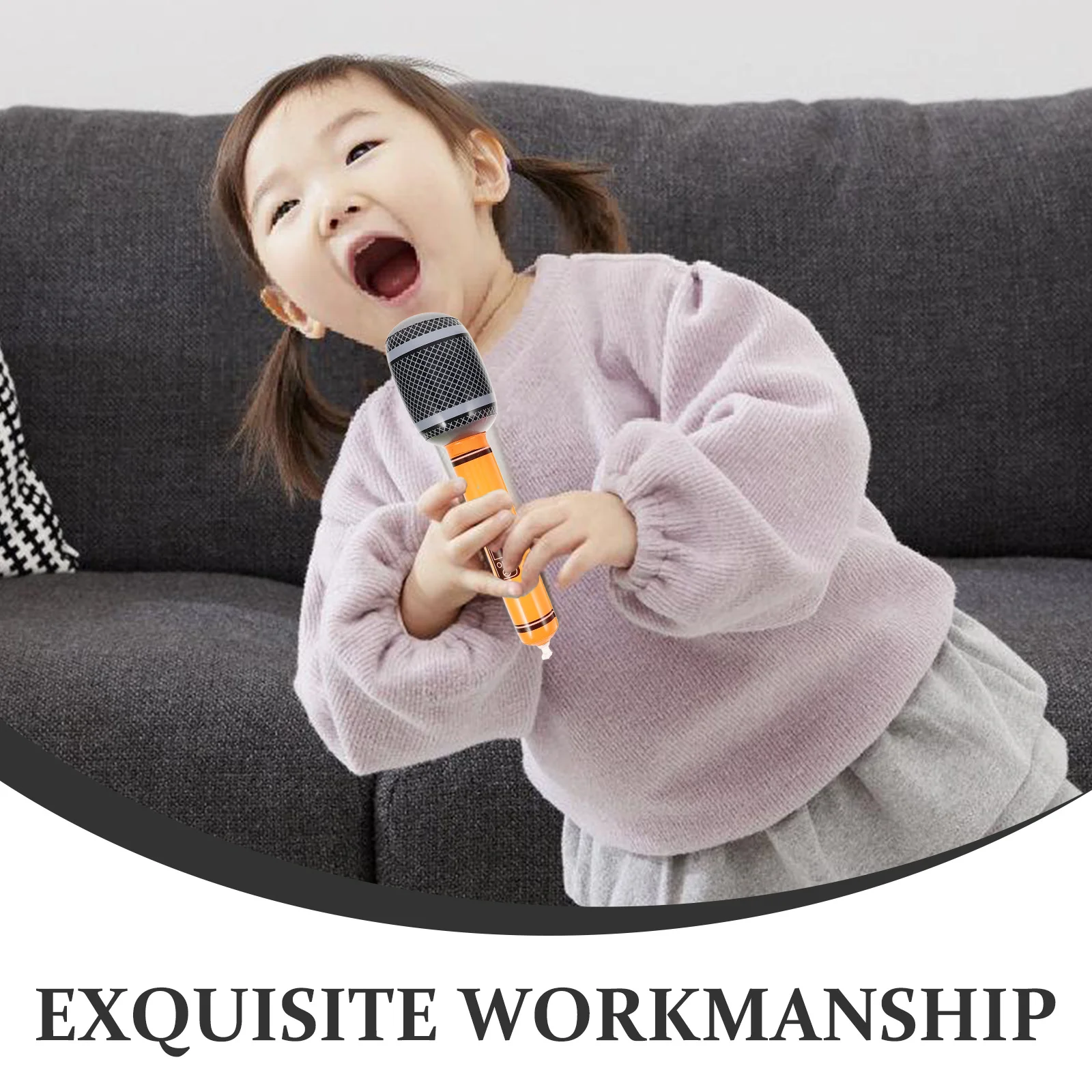 8Pcs Colorful Fake Microphone Set Inflatable Music Props for Parties Realistic Look Interactive Play Fun Event Accessory