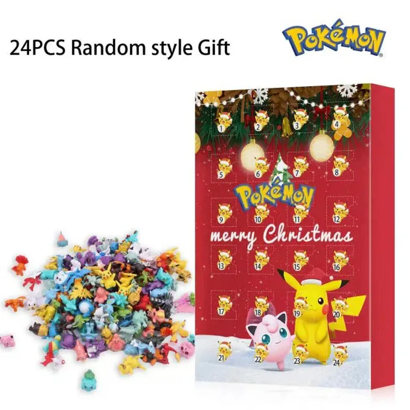 24-teiliges Set von Pokemon Urlaub Advents kalender Blind Box niedlichen Cartoon Pikachu Eltern-Kind interaktives Spielzeug eines Tages Pokemon