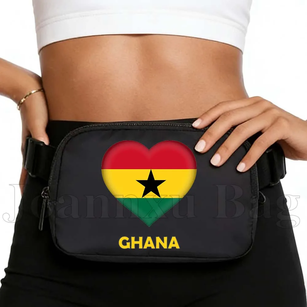 

Спортивная водонепроницаемая поясная сумка-бананка с флагом Ганы для бега, портативная сумка-кошелек для телефона, кроссбоди-сумка