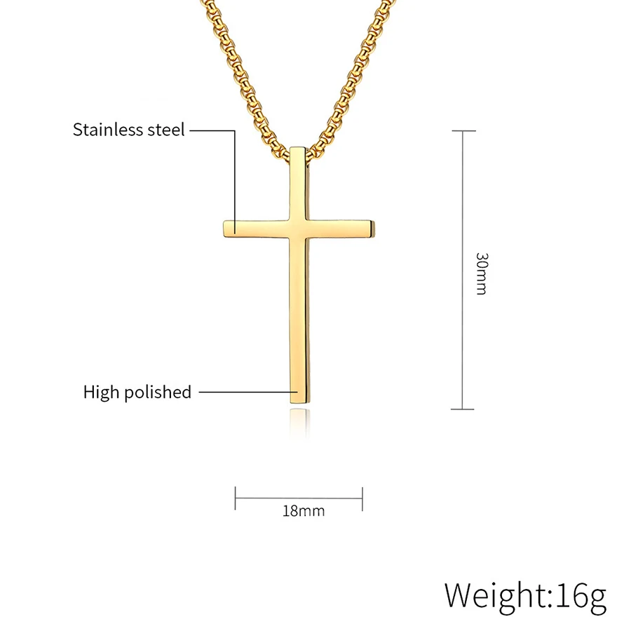 High Quality Titanium Steel Cross Pendant Necklace Glossy Niche Personality Men and Women Wear Choker No Fade Sweater Chain