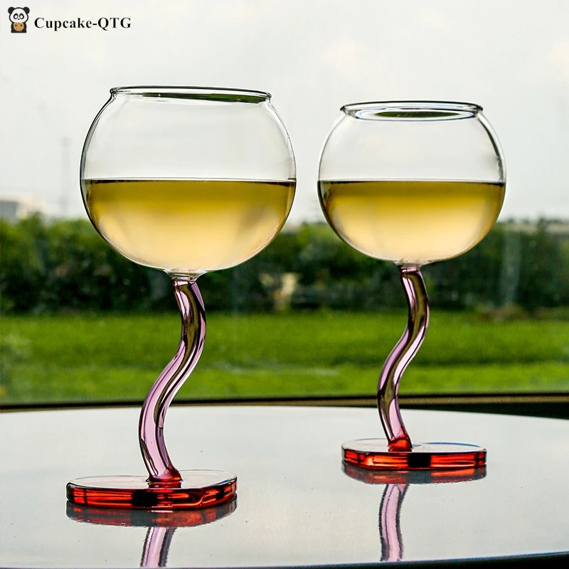 300ml Heart Bottom Glass Goblet Mug Champagne Red Wine Glass Cup Borosilicate Heat-resista Glass Cocktail Glass Mug