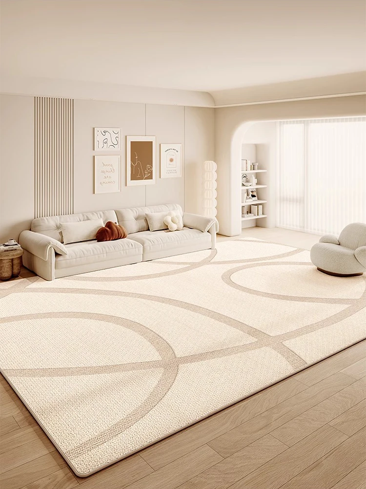 Cream Abstract Luxurious Striped Carpet Artistic Creative Living Room Carpets Large Size Balcony Rug Easy To Clean Bedroom Rugs