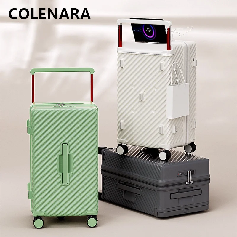 COLENARA USB Charging Suitcase Large Capacity Trolley Case ABS+PC Boarding Box 20