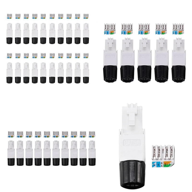 Tool-Free Shielded RJ45 Network Cable Connector Ethernet Cable Plug Cat6a Connector UTP Unshielded Twisted