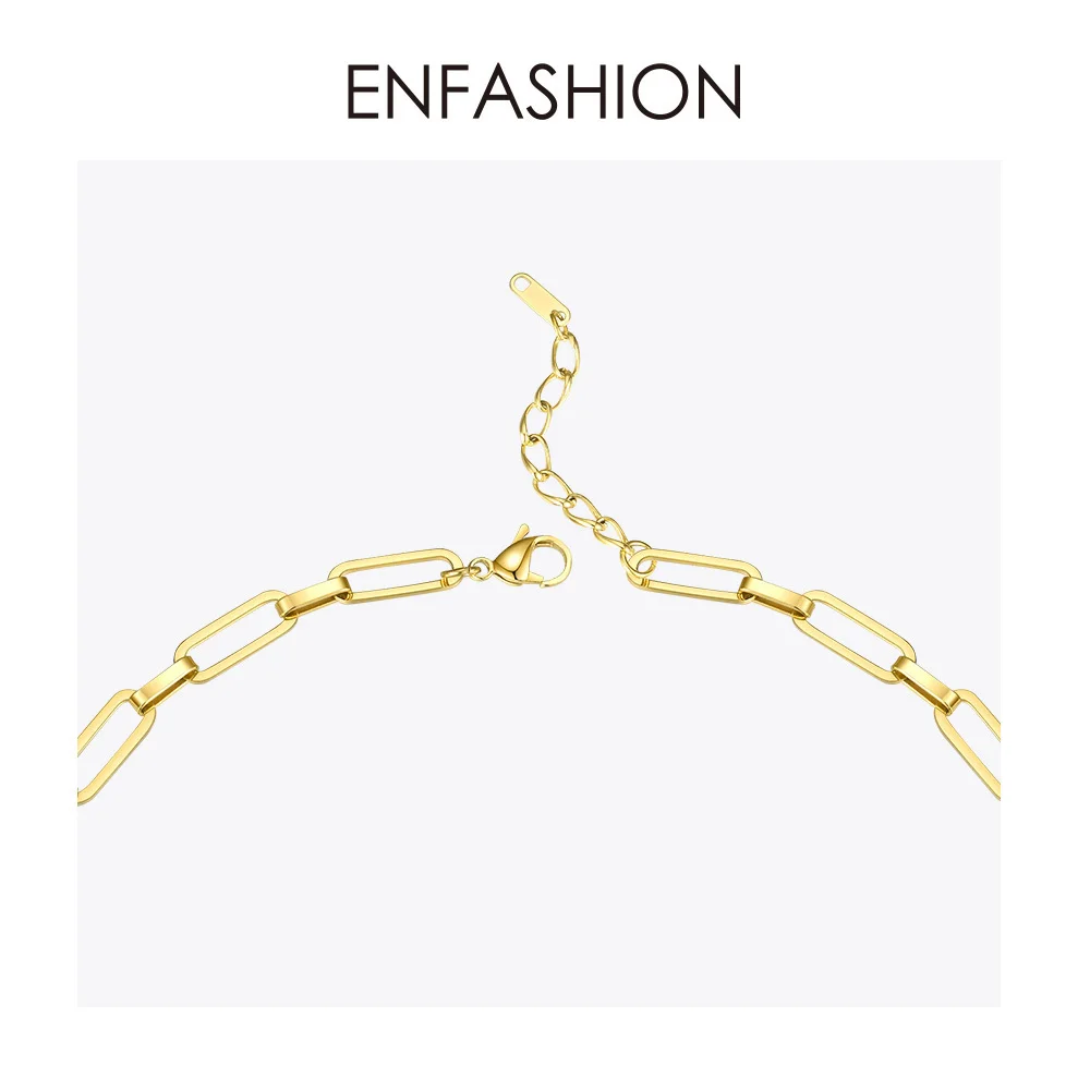 ENFASHION Punk Link Chain Choker Necklace Women Gold Color Stainless Steel Necklaces Femme Fashion Jewelry Friends Gifts P193039