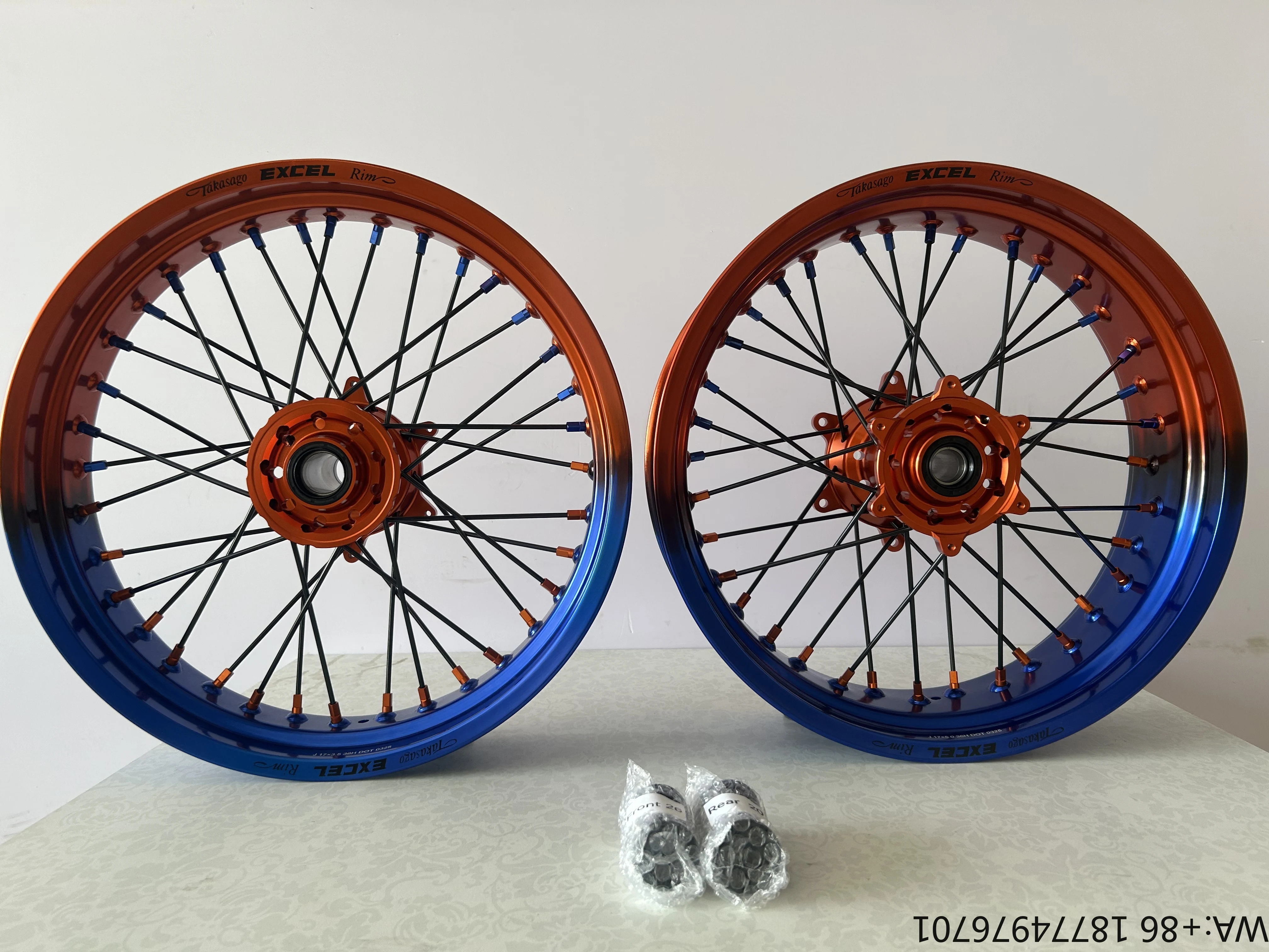 Custom Bi-Color 17inch Supermoto Wheels for K TM XC SX SXF XCW XCF EXC-F EXC 300/450cc Aluminum Alloy Front Tubeless Motorcycle