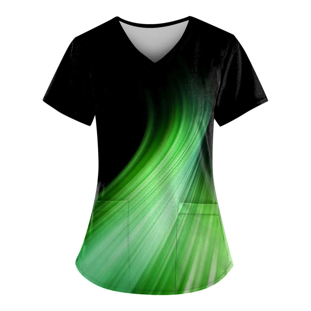 Women Nurse Uniform Starlight Pattern 3D Print V-Neck Pocket Medical Uniforms Fashion Nursing Scrubs Uniforme Women's Work Wear