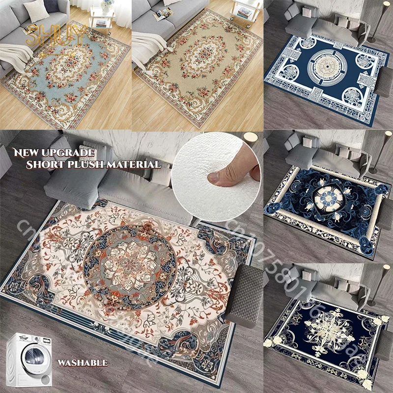 

Floral Print Rugs Vintage Large Area Carpet Europe Living Room Luxury Home Decoration Aesthetic Retro Sofa Non-slip Floor Mats