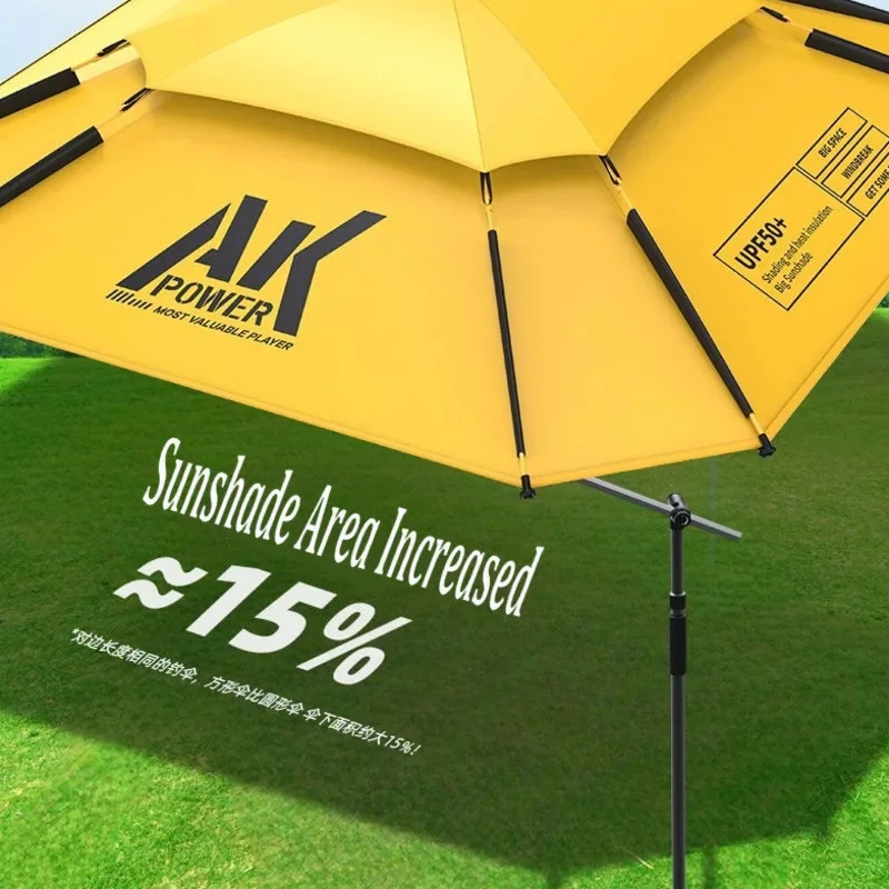 New Version Large Fishing Umbrella Thickened Black Glue Sunscreen Portable Rainstorm Resistant Fishing Umbrella 360° Adjustable