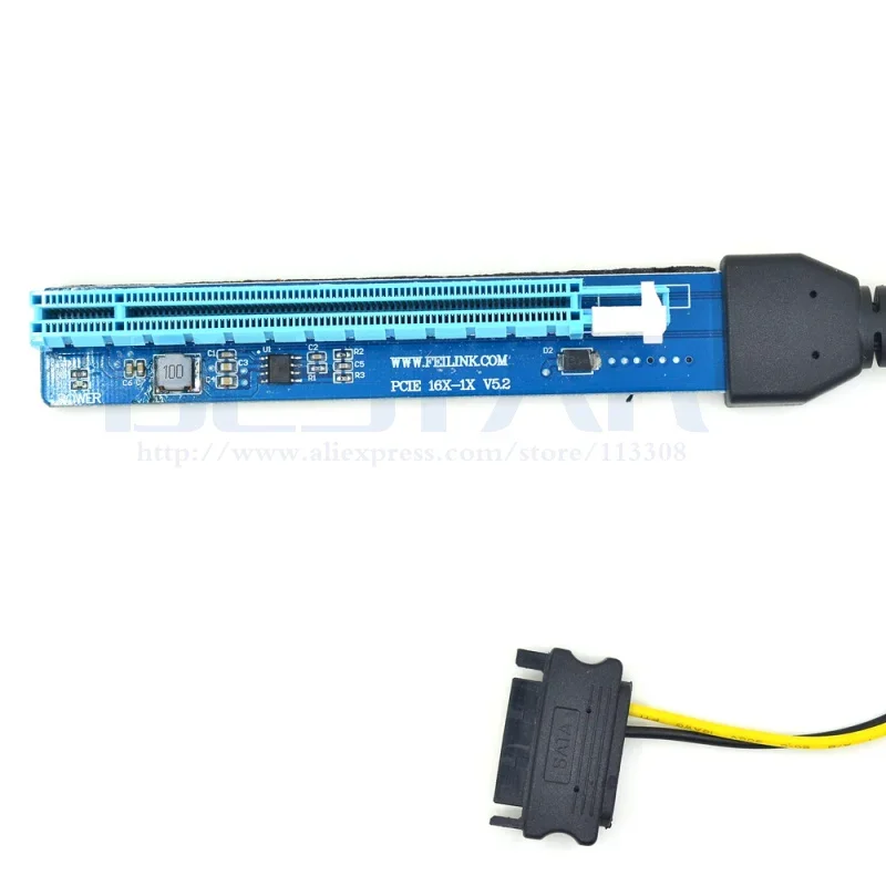 0.6 متر بطاقة الناهض PCI-E PCIE كومبو PCI Express 1x إلى 16x موسع SATA محول الطاقة التعدين Bitcion مينر 570 580 بطاقة الرسومات