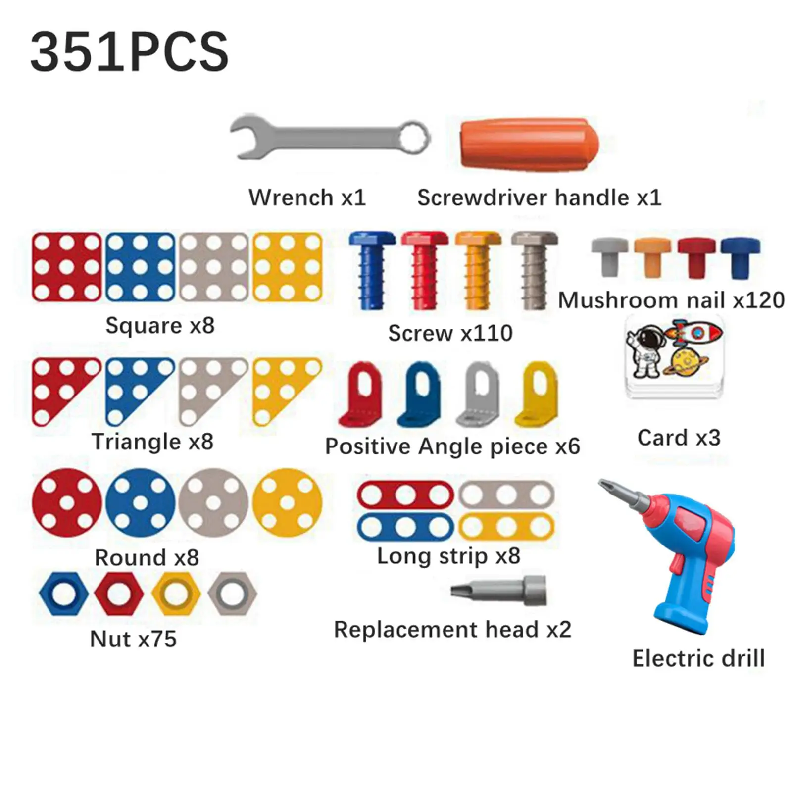 Conjunto de brinquedos de broca e chave de fenda, brinquedos de aprendizagem de haste, motor fino de desenvolvimento diy