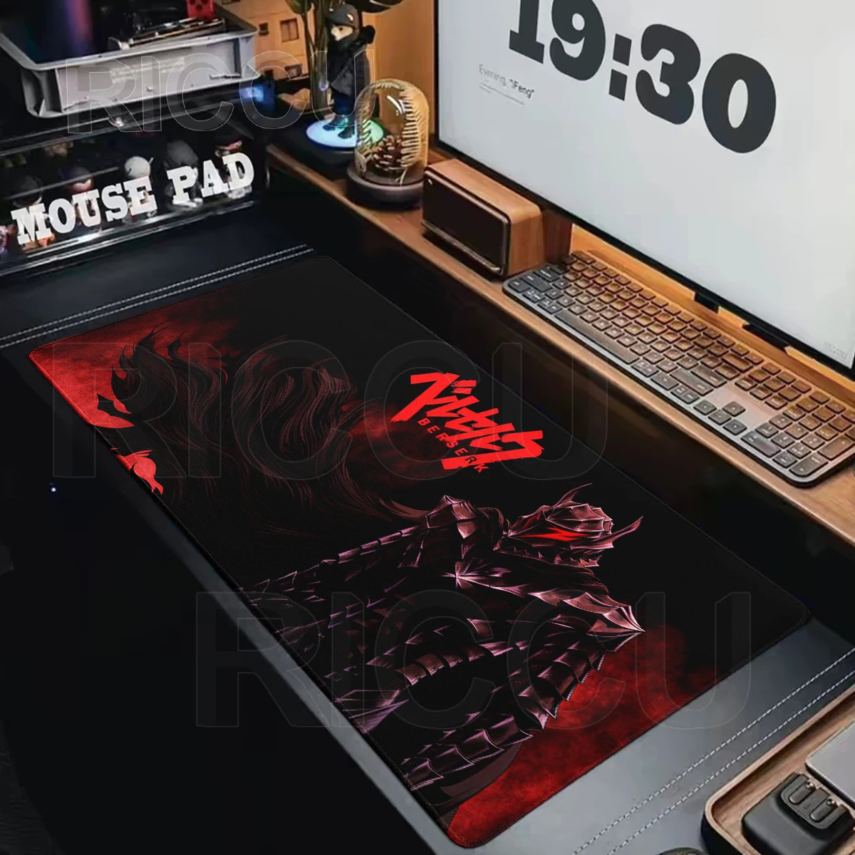 Große Tastatur-Mausunterlage Laptop Speed-Schreibtischunterlage Anime Berserk Guts Rutschfeste Mausmatte Gaming-Zubehör XL Computer E-Sports-Matten