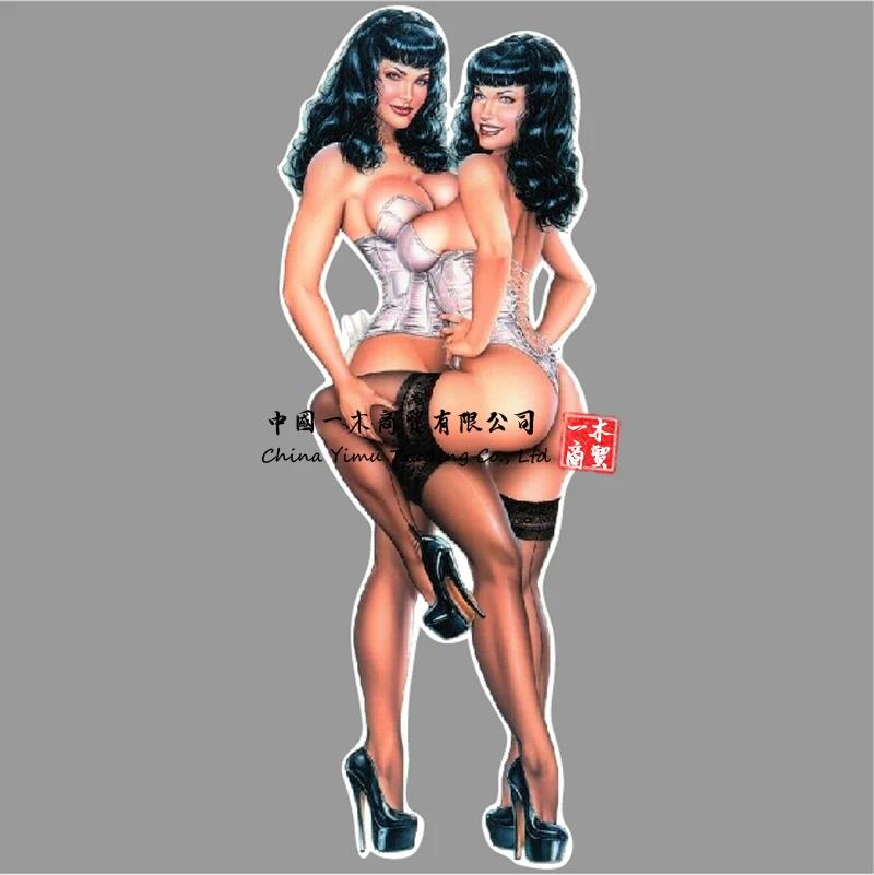 Lingeri Bettiepage Pinup Girl Sticker Vinyl Motorcycle Decal G-string