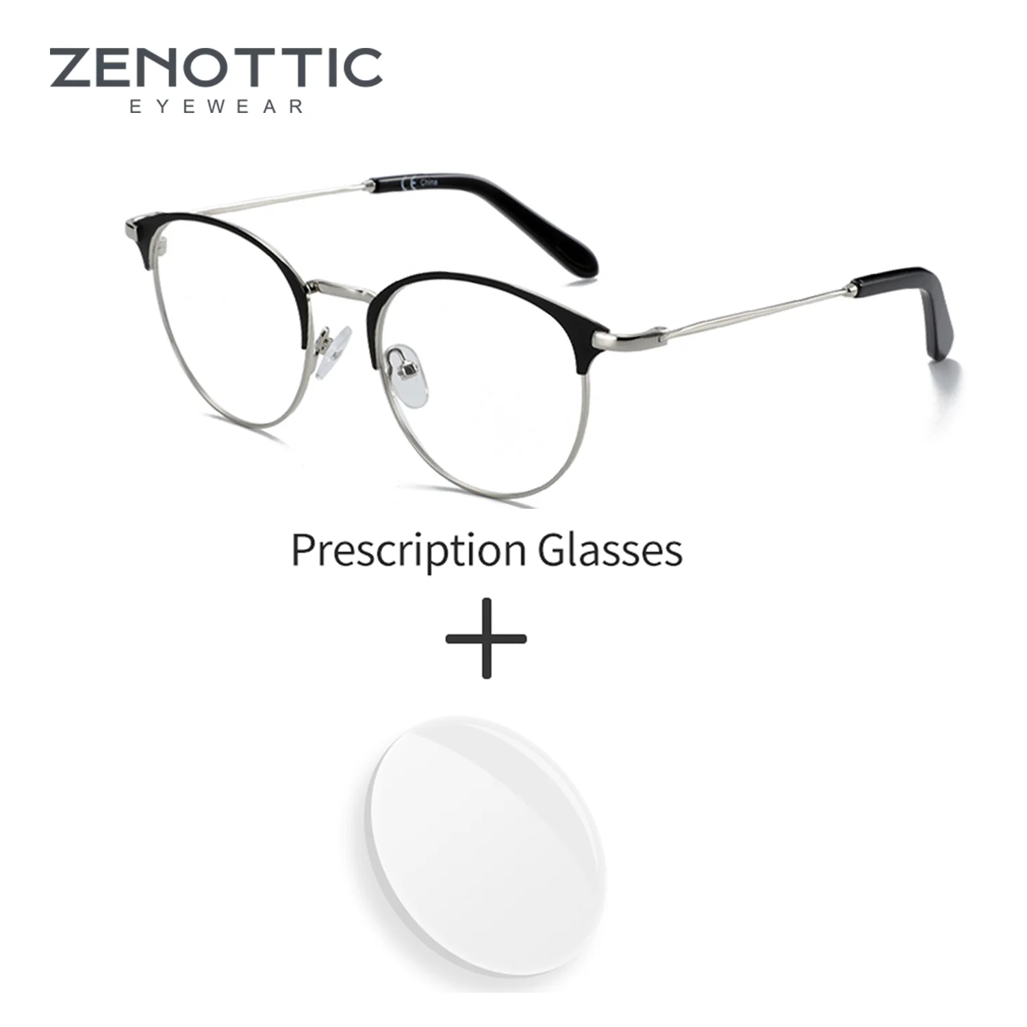 

ZENOTTIC Классические женские круглые очки по рецепту, металлический материал/анти-синий свет/оптические очки