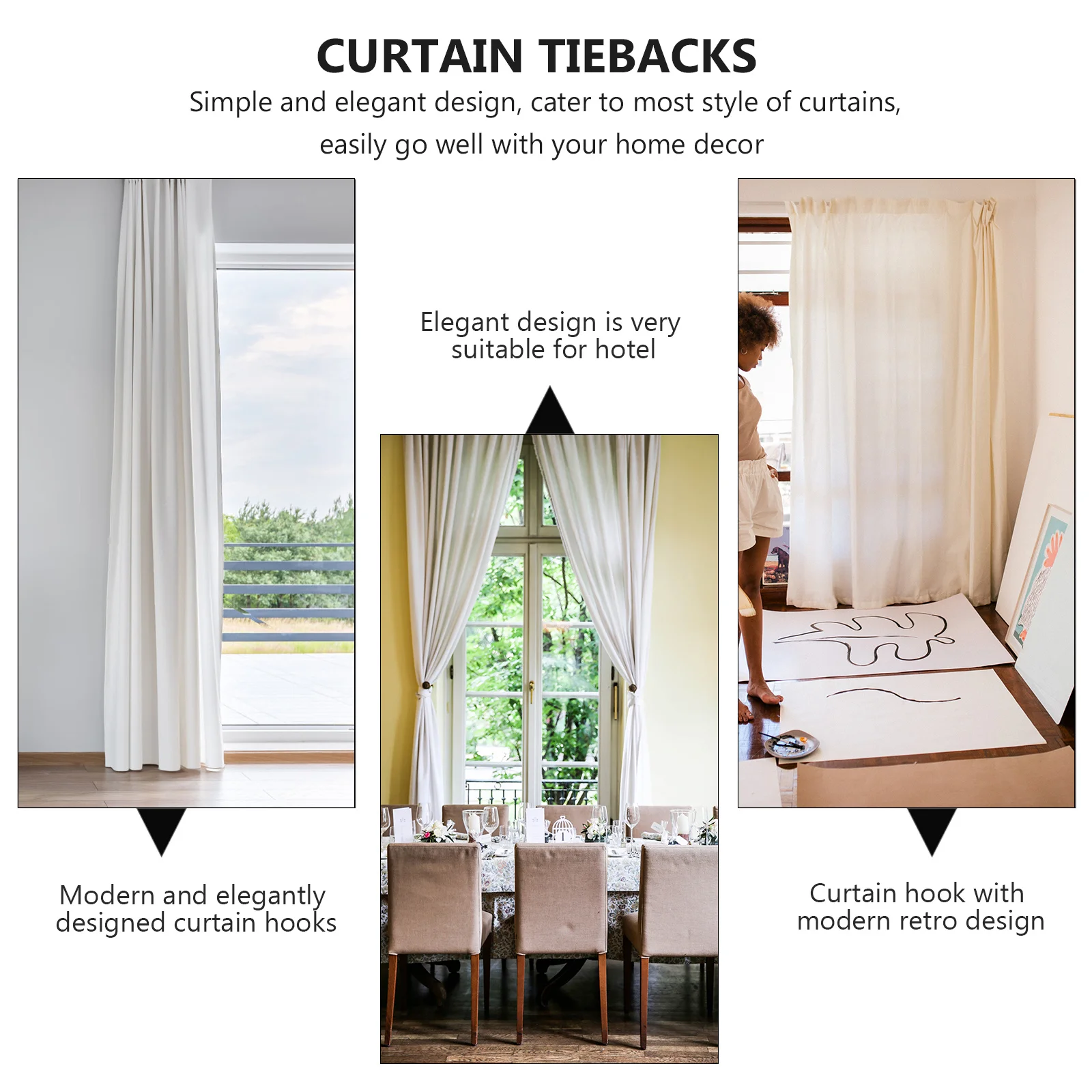 

1Pair European Style Curtain Hooks Aluminum Alloy Fixing Decorative Tiebacks Home Curtain Holders European Style Hooks