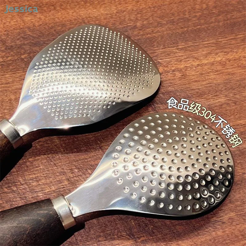 ♥ مقبض خشبي من الفولاذ المقاوم للصدأ، مجرفة أرز عمودية، ملعقة أرز غير لاصقة، أداة مطبخ #3