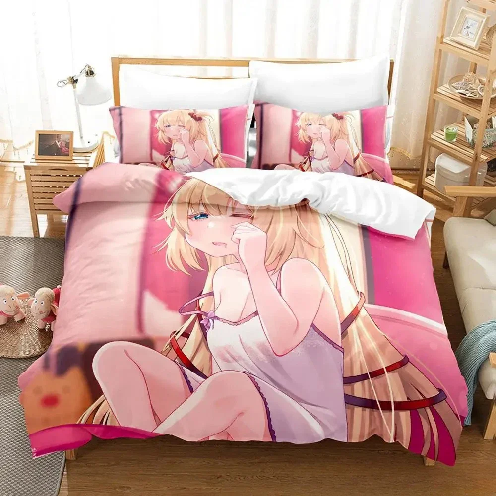 

Kawaii Akai Haato Bedding Set Single Twin Full Queen King Size Bed Set Adult Kid Bedroom Duvet cover Sets 3D Print Anime Bed