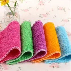 1 Pc Dish Cloth Bamboo Fiber High Efficient Anti-grease Washing Towel Kitchen Cleaning Wiping Rag Six Colors Home Accessories