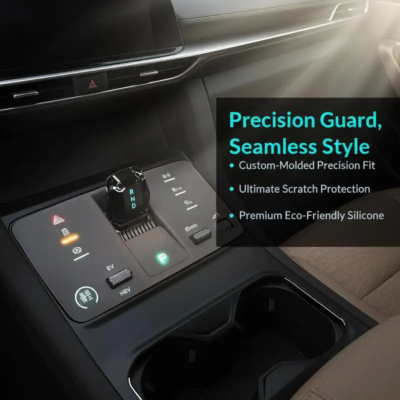 Eco-Friendly Center Console Silicone Mat Dustproof Anti-Scratch Non-Slip Gear Panel Protector for Car Interior Use