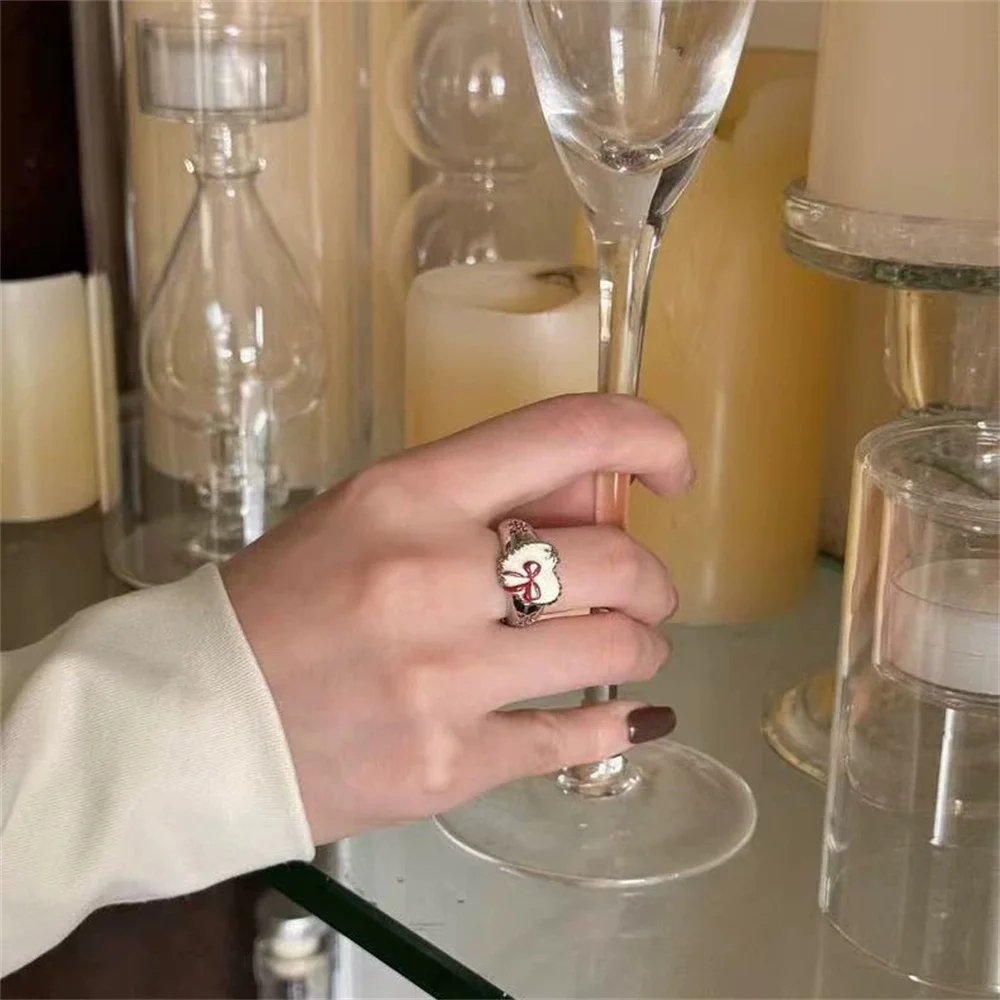 Retro-Herz-Schleifenring mit offenem Ende für Damen, süßer, cooler, scharfer Ring im „Spicy Girl“-Stil, einzigartiges Design, vielseitig kombinierbares Accessoire, Geschenk. – Detail 5