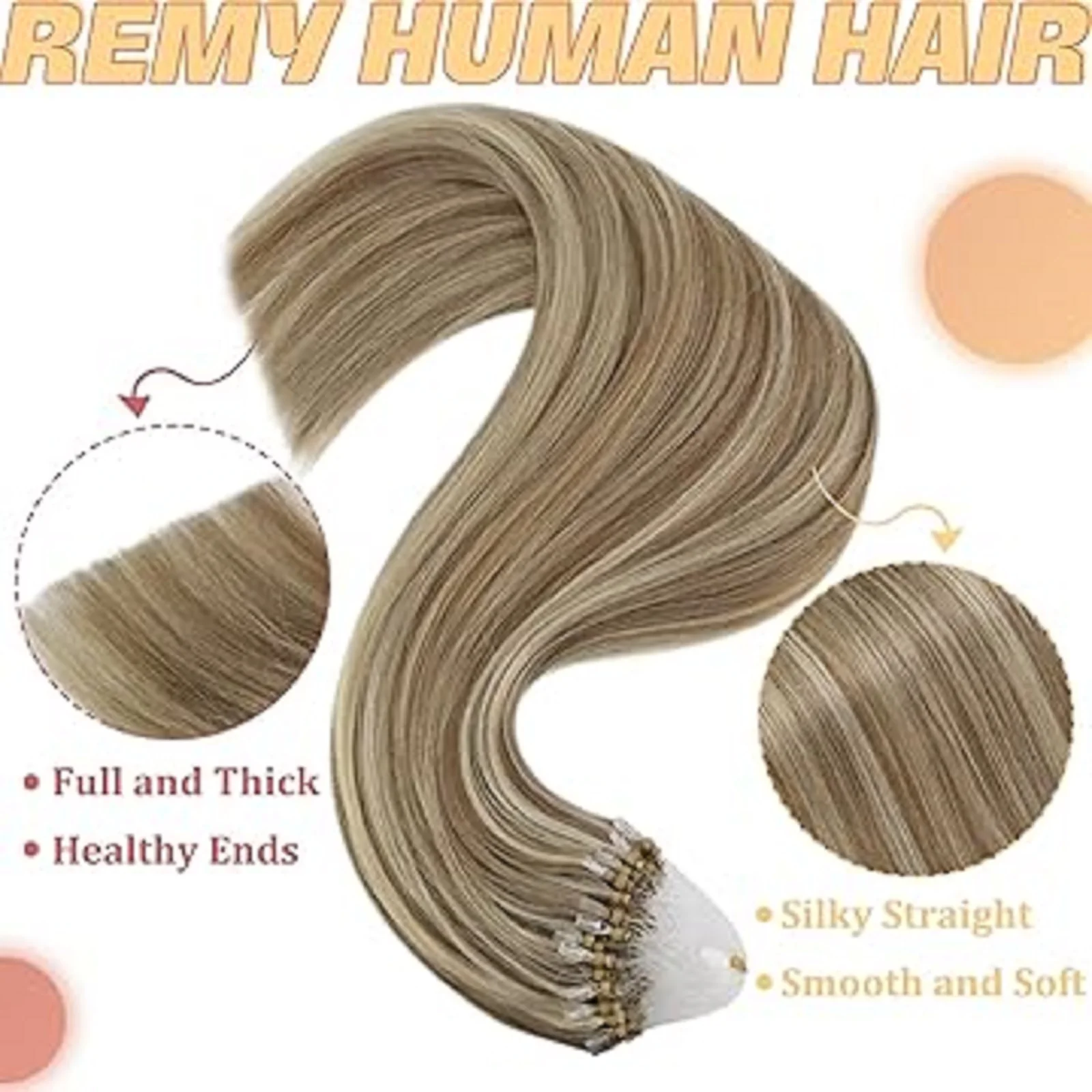 Procureur gSee-Extensions de cheveux brésiliens pour femmes, cheveux humains, reflets de vrais cheveux, micro anneau, plus lisse, document 50G et 100G, 14-24"