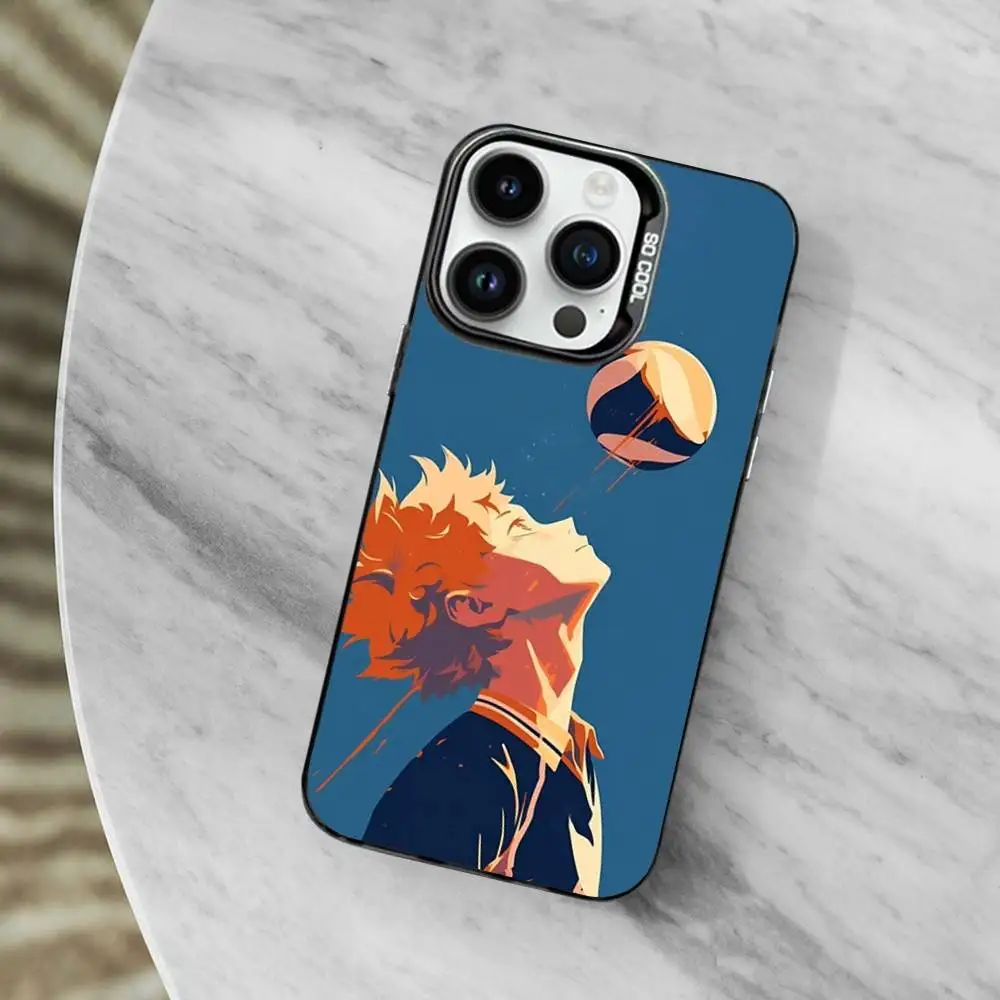 حافظة H-Haikyuu Anime K-Karasuno لهاتف iPhone 11,12,13,16,14,15, Mini, Pro,XS,MAX غطاء أسود غير لامع مقاوم للصدمات #5