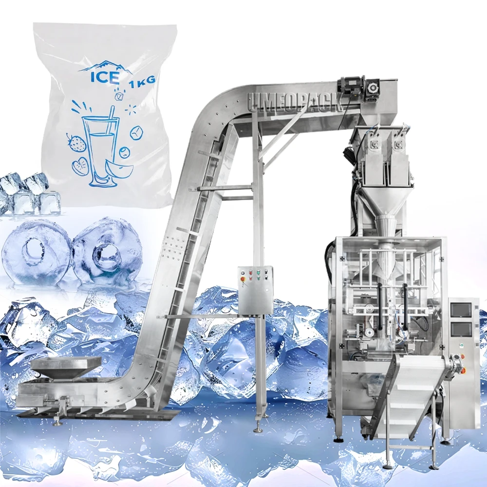 1 kg 2 kg 3 kg 4 kg 5 kg Macchina confezionatrice per sigillare il rotolo di pellicola PE completamente automatica per tubi di cubetti di ghiaccio fresco con pesatrice