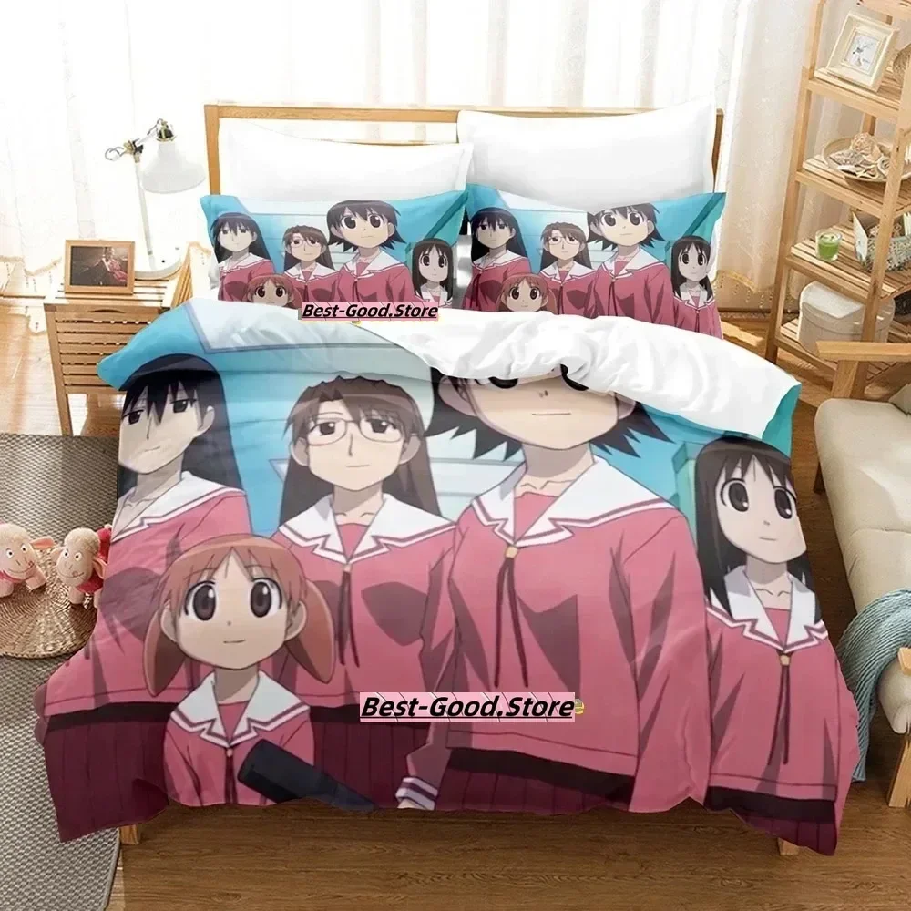 Azumanga Daioh طقم سرير غطاء لحاف ورقة مطبوعة طقم سرير كيس وسادة سرير كامل الملكة الملك الحجم المعزي غرفة نوم