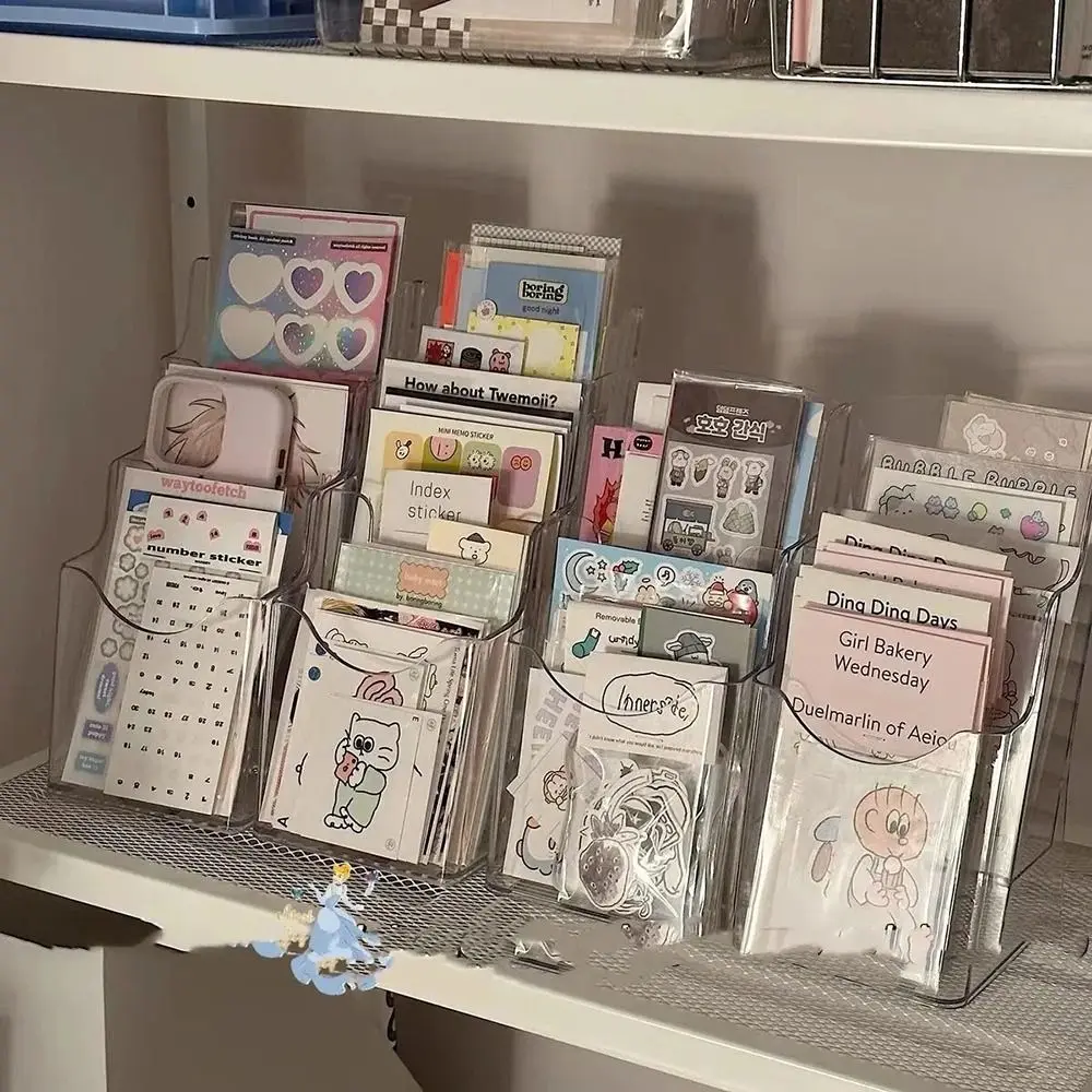Acrílico Card Storage Holder, Display Rack, Desktop Basket, Photo Card Collection Organizer, 1, 2, 3 Camadas, Photocard Adesivos, 1pc