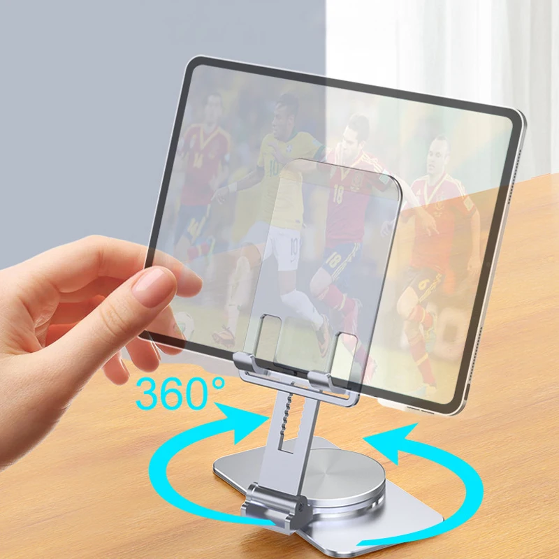 Dudukan Ponsel Dapat Diputar Paduan Aluminium, Tinggi Dapat Disesuaikan, Dapat Dilipat, Dudukan Telepon untuk Meja, Kantor, Langsung, Kompatibel dengan Semua Ponsel