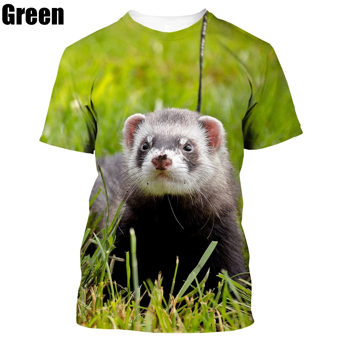 Fashion Creative 3D Printed T-shirt Animal Cute Ferret Tee T Shirt for Men and Women