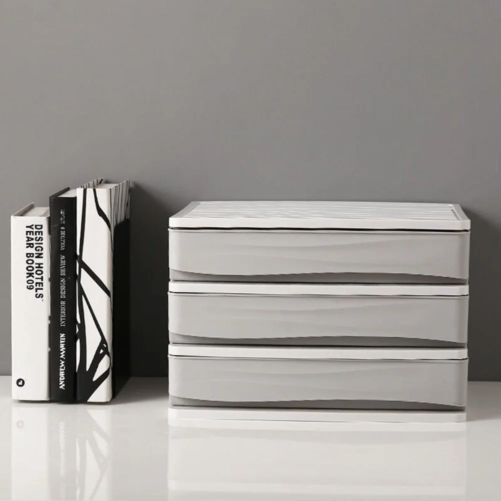 Filing Cabinet Office Desktop Storage Sundries Container Organizer Multi-layer Drawer Plastic Craft Box Jewelry 235X18CM Grey