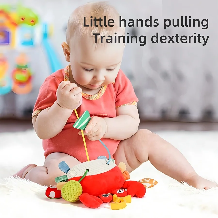 Bed Hanging Drawstring Cheer Toy, Bedbell Pendant, Teether Drawstring Cartoon Pendant, Christmas & Birthday Gifts for Kids