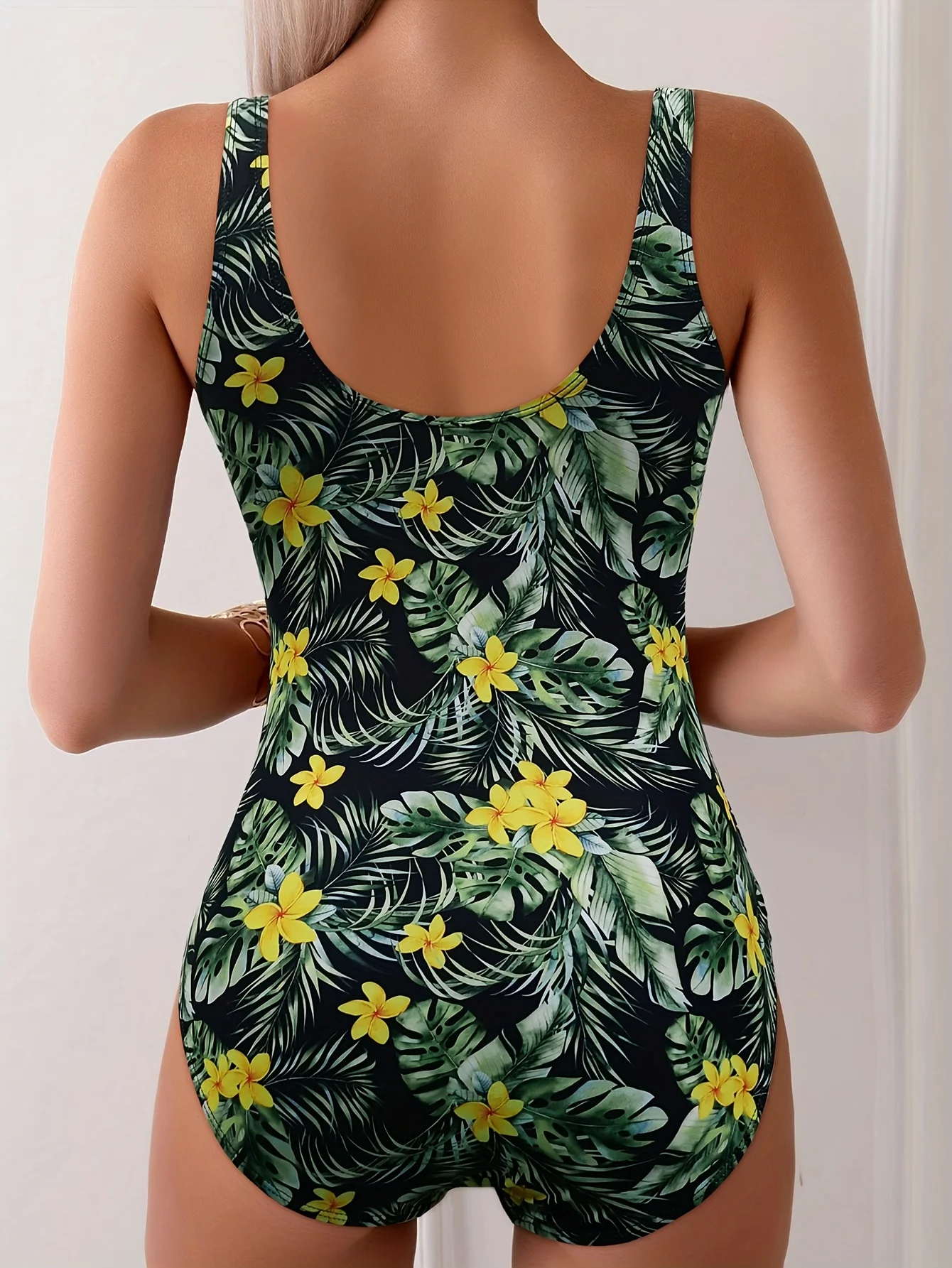 Traje de baño de una pieza para mujer, traje de baño con estampado floral tropical, secado rápido, traje de baño sexy para mujer, traje de baño de talle alto