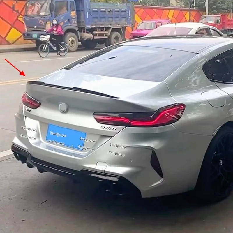 

For BMW 8 Series G16 M8 4 Door 2018 2019 2020 2021 2022 Spoiler ABS Gloss Black /Carbon Look Rear Trunk Lid Spoiler Wings