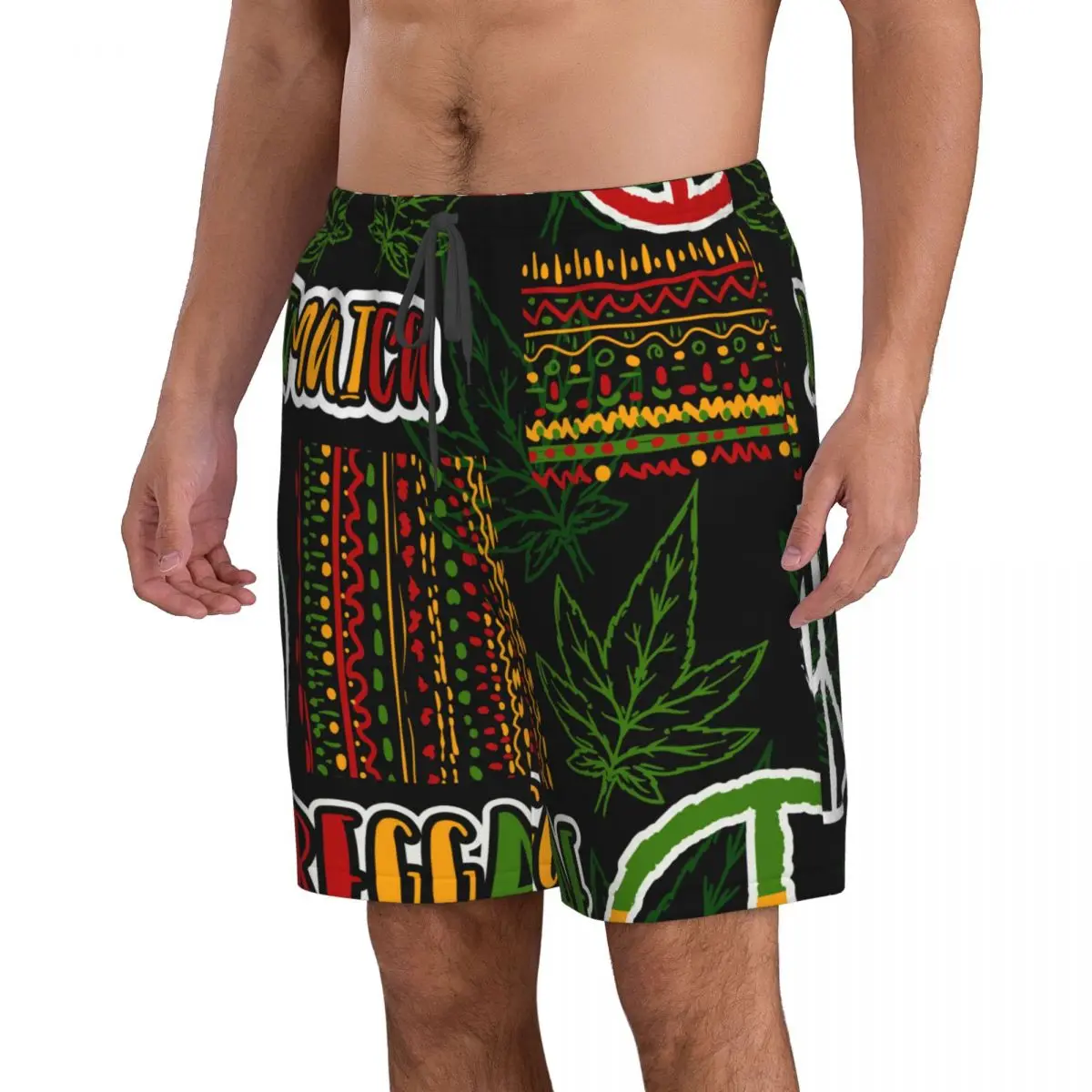 Reggae Print Men Swimsuit Swimming Trunks Boxer Swim Beach Quick Dry Swimming Shorts