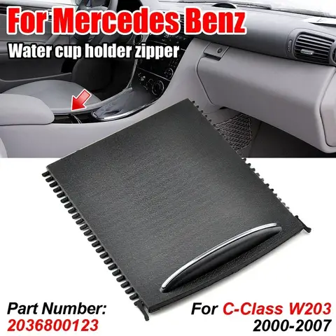 Car Center Console Sliding Shutters Cup Holder Roller Blind Cover for Mercedes-Benz C-Class W203 2000-2007 2036800123 9051 10 best sales w203 interior accessories - №6