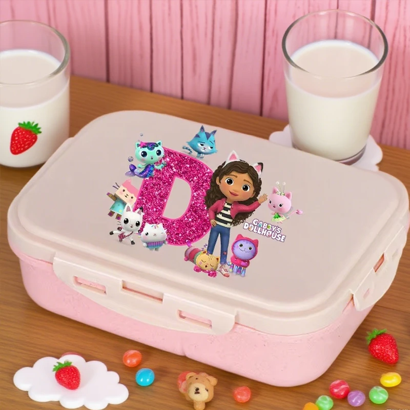 

Gabby Dollhouses Lunch Box Girl Boy Portable Bento Box 26 letters Anime Student lunch case Divided Microwave Safe Food Container