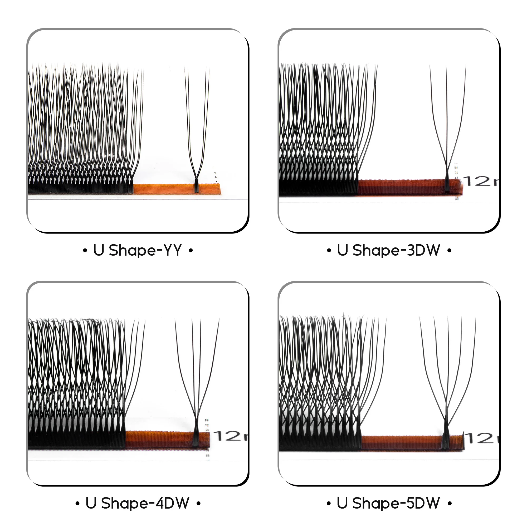 Befer Lashes Rzęsy U-Shaped Volume 3D/4D/5DW Przedłużanie Rzęs Wysokiej Jakości Miękkie Naturalne Wygląd 8-15mm Hurtowy Dostawca Sztucznych Rzęs