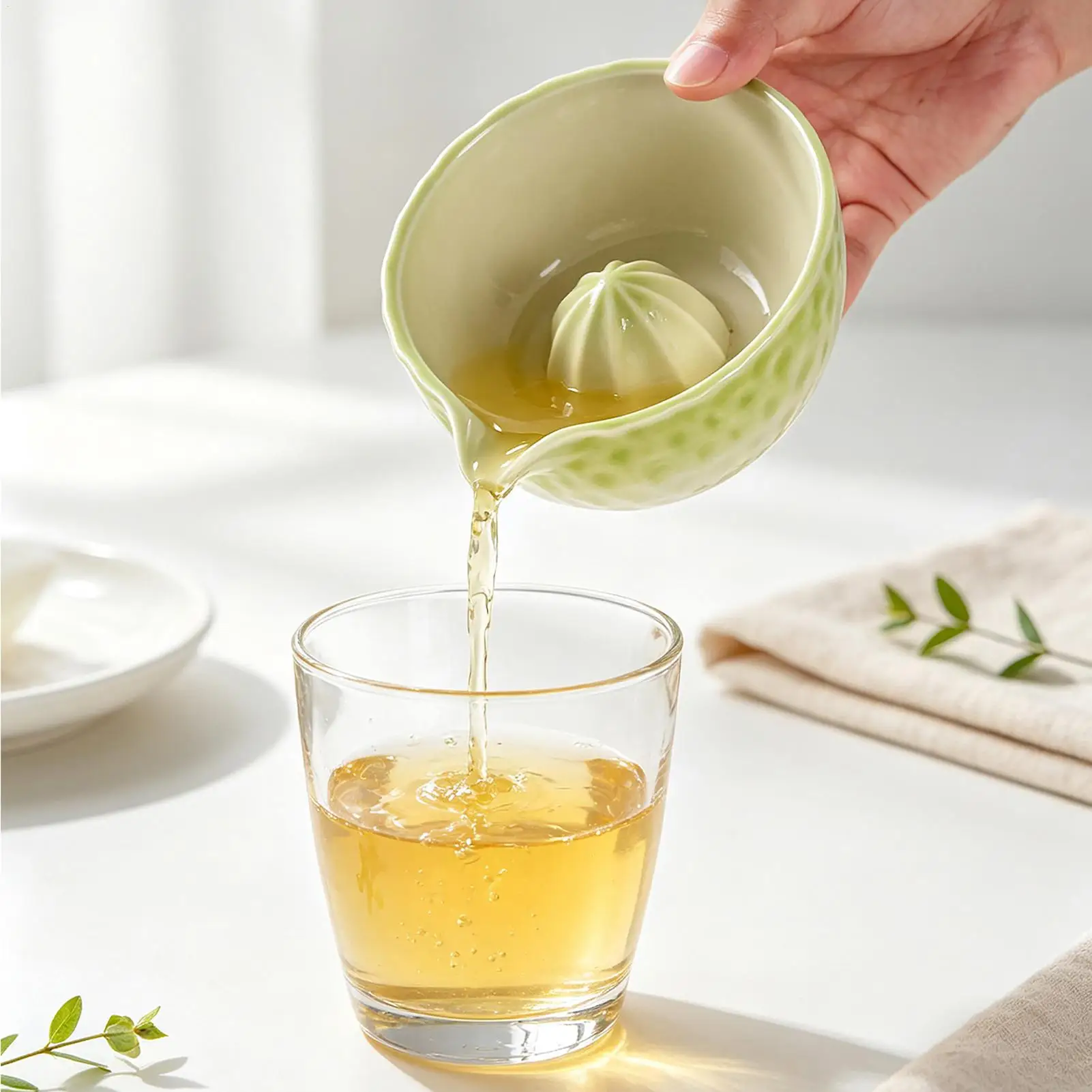 Ceramic Citrus Squeezer Handheld Manual Reamer With Drip Proof Spout Portable Multi Purpose Matcha Mixing Bowl For Household