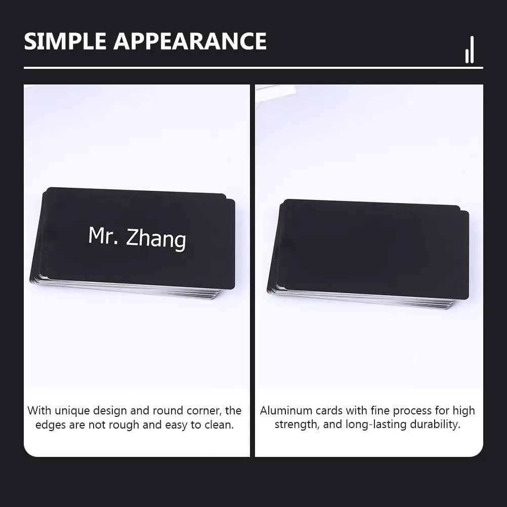 

100Pcs Aluminum Blank Nameplates Metal Business Cards Smooth Engraved DIY Printing Company Sheets Aluminum Business Cards