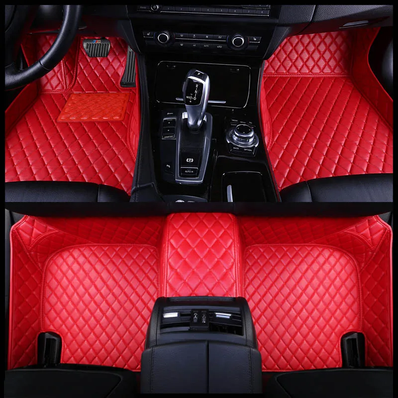 Soft Advanced Prism Handmade leather Car Floor Mats For VW Tiguan T-ROC T-CROSS Foot Coche Accessories Auto Carpets